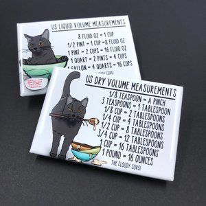 Black Cat Kitchen Baking Cooking Measuring Magnets